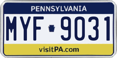 PA license plate MYF9031