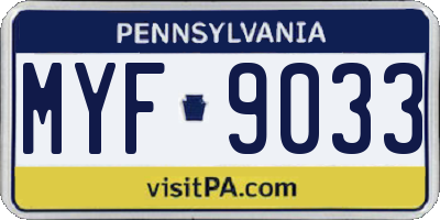 PA license plate MYF9033