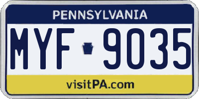 PA license plate MYF9035