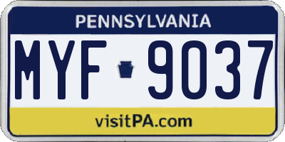 PA license plate MYF9037