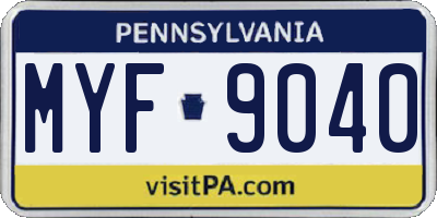 PA license plate MYF9040