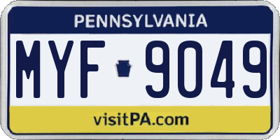 PA license plate MYF9049