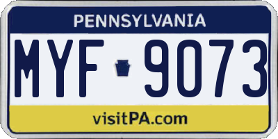 PA license plate MYF9073