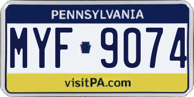 PA license plate MYF9074