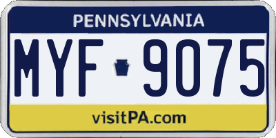 PA license plate MYF9075