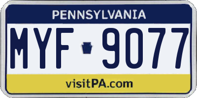 PA license plate MYF9077