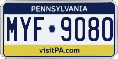PA license plate MYF9080