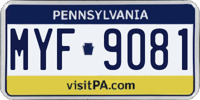 PA license plate MYF9081