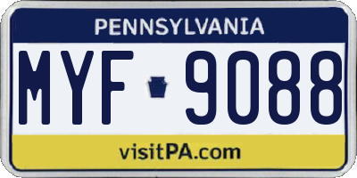 PA license plate MYF9088