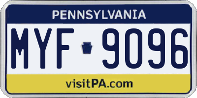 PA license plate MYF9096