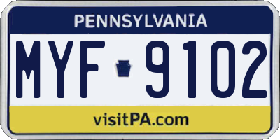 PA license plate MYF9102