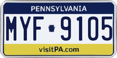 PA license plate MYF9105