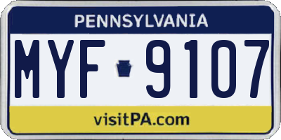 PA license plate MYF9107