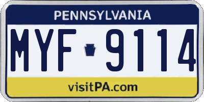 PA license plate MYF9114
