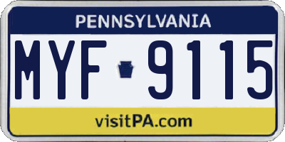 PA license plate MYF9115