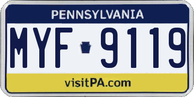 PA license plate MYF9119