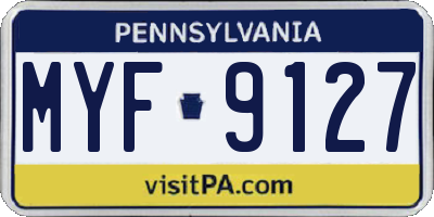 PA license plate MYF9127