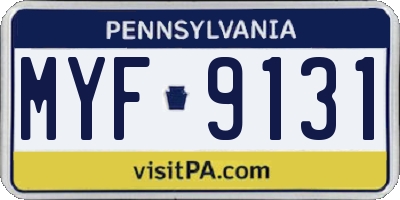 PA license plate MYF9131