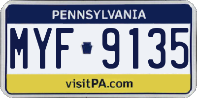 PA license plate MYF9135
