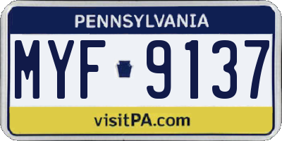 PA license plate MYF9137