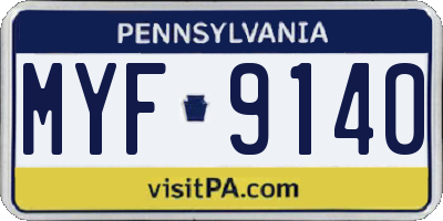 PA license plate MYF9140