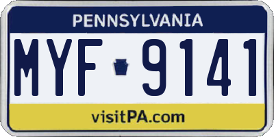 PA license plate MYF9141