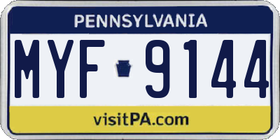 PA license plate MYF9144