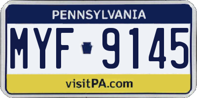 PA license plate MYF9145