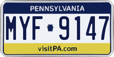 PA license plate MYF9147