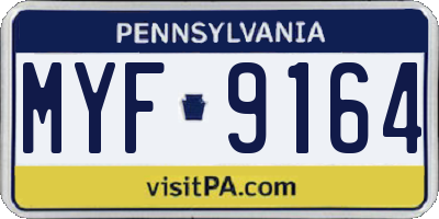 PA license plate MYF9164