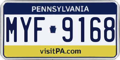 PA license plate MYF9168