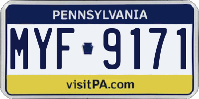 PA license plate MYF9171
