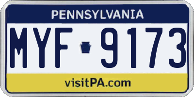 PA license plate MYF9173