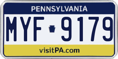 PA license plate MYF9179