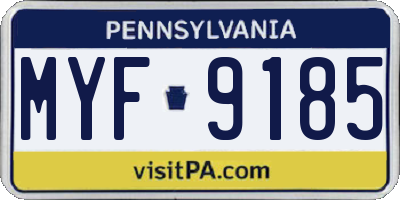 PA license plate MYF9185