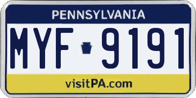 PA license plate MYF9191