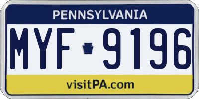 PA license plate MYF9196