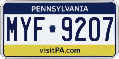 PA license plate MYF9207
