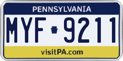 PA license plate MYF9211