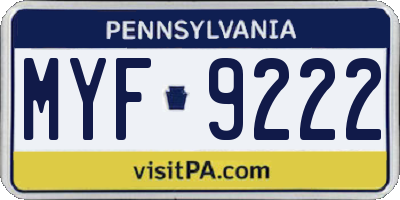 PA license plate MYF9222