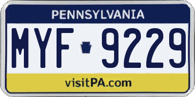 PA license plate MYF9229