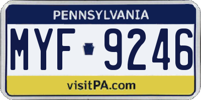 PA license plate MYF9246