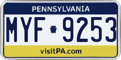 PA license plate MYF9253