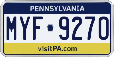 PA license plate MYF9270