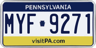 PA license plate MYF9271