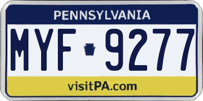 PA license plate MYF9277
