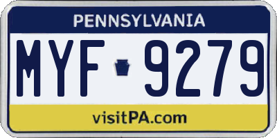 PA license plate MYF9279