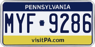PA license plate MYF9286