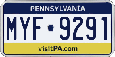 PA license plate MYF9291