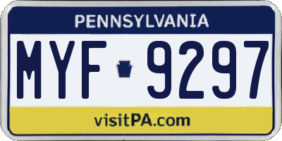 PA license plate MYF9297